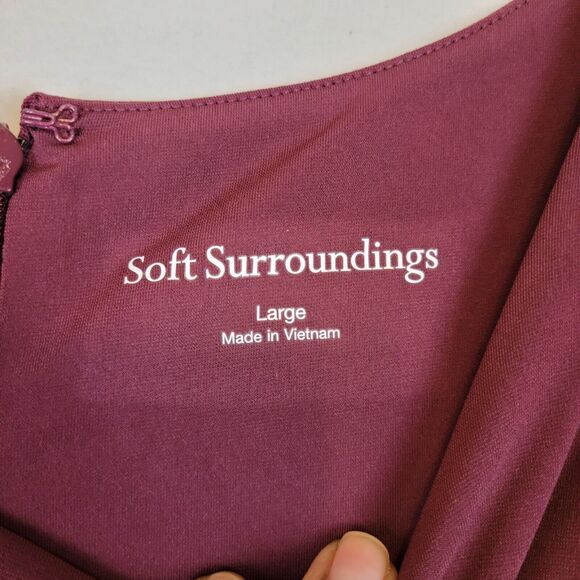 Soft Surroundings Womens Monica Knit Maxi Dress Size Large Purple 3/4 Sleeve - Picture 2 of 8